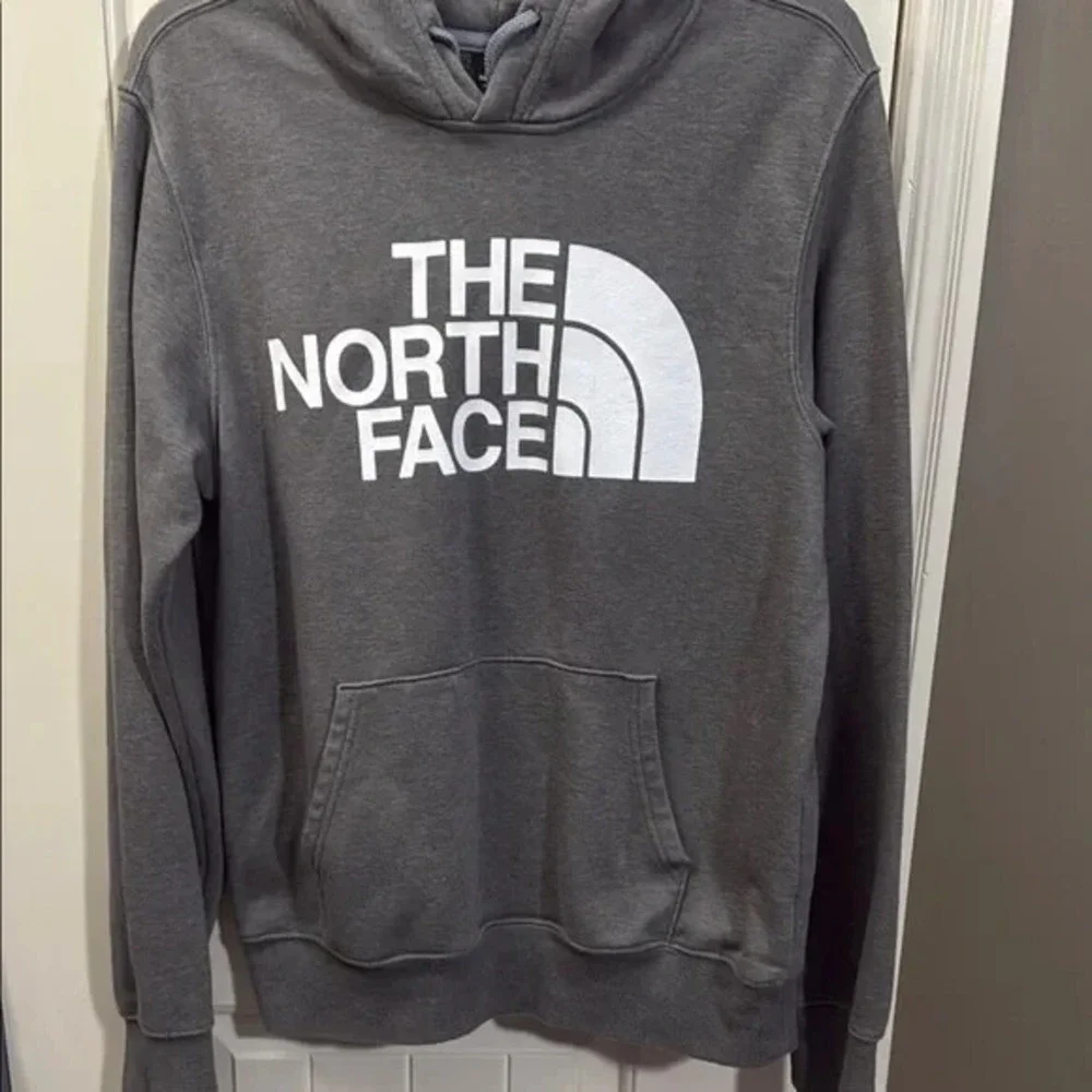 The North Face Hoodie Men's Pullover Fleece Logo Sweatshirt Gray Pullover Small